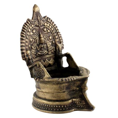 Golden Brass Oil Lamp (Deepak) Hindu Festival Diya 